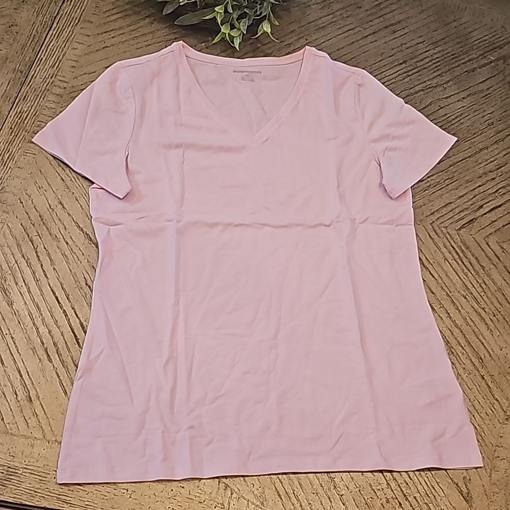 Pink v neck t shirt size L NWOT